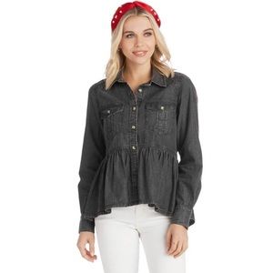 Mud Pie Hayden Peplum Denim Top Large